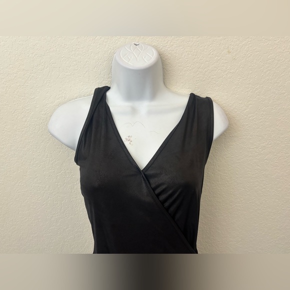 Olive Tree Maroon Faux Leather Wrap Dress Women’s S Black Bodycon Side Zip - Picture 2 of 6